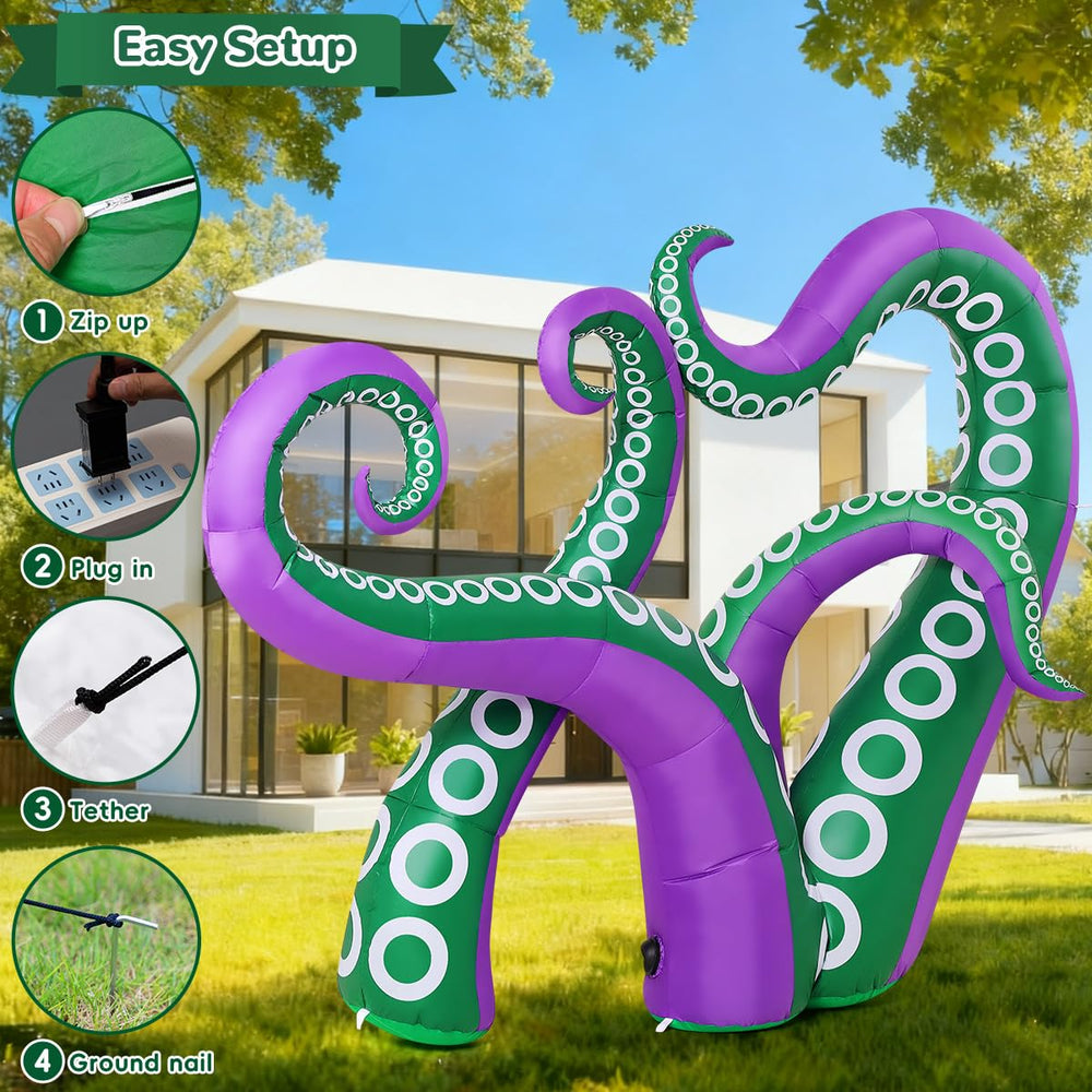 GOOSH Inflatable Octopus inflated during nighttime with lights