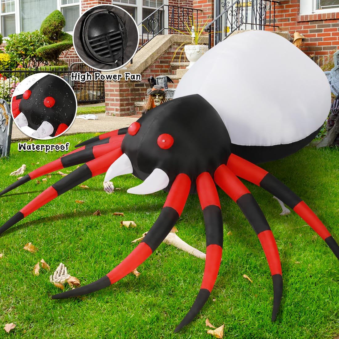 GOOSH inflatable spider setup with stakes and blower