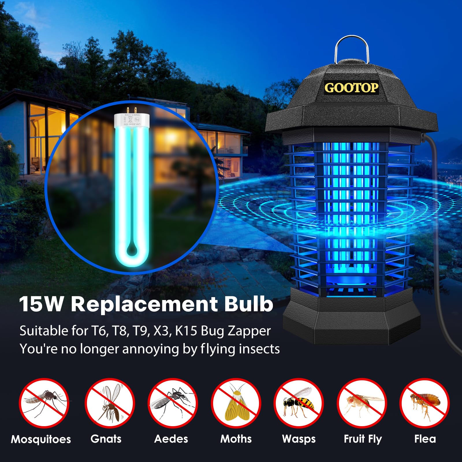 GOOTOP Bug Zapper bulb with U-shaped design