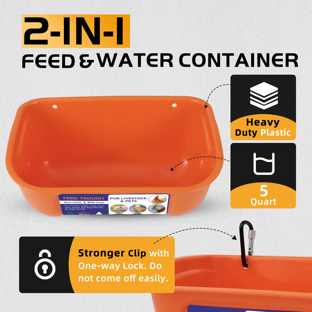 Goovilla Chicken Feeder Waterer 5 Quart Orange with clips