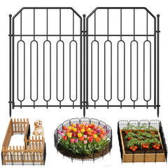 Goovilla Garden Fence 10ft black metal panels front view