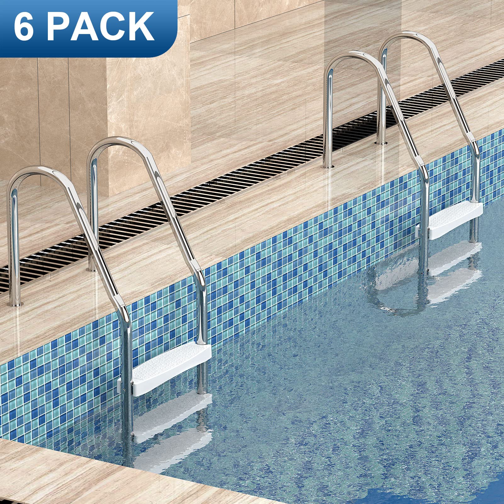 Goovilla pool ladder steps in a hot spring setting