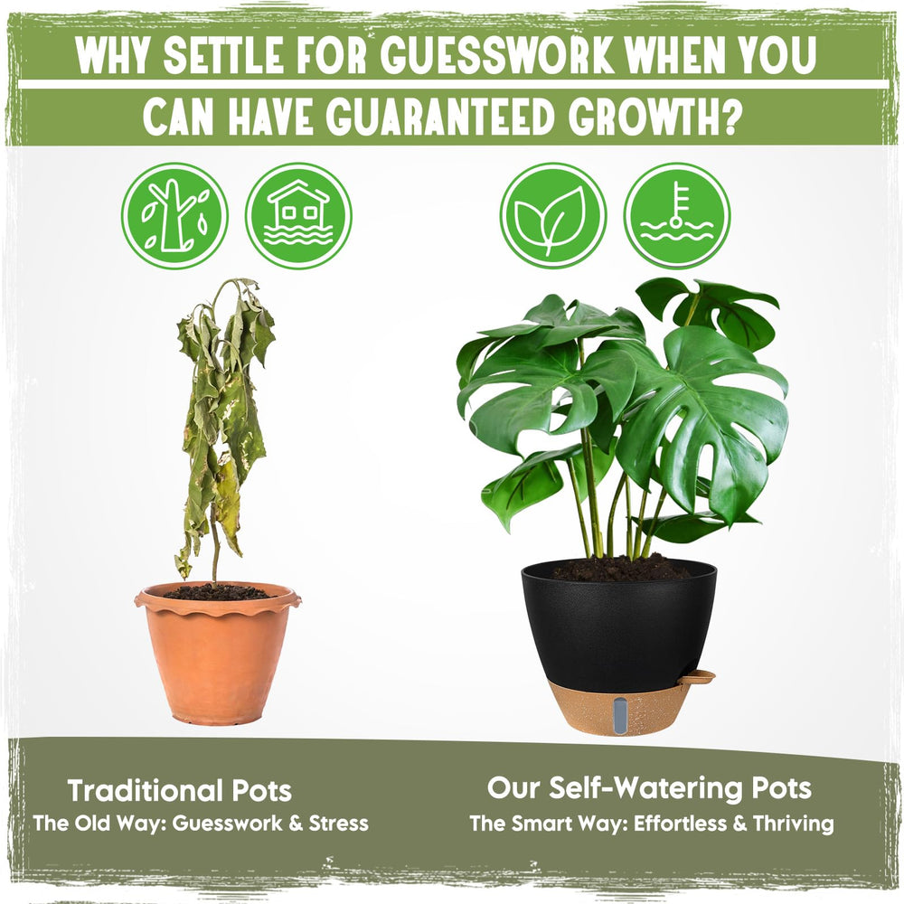 Goproauto 12 inch self-watering pot with plant