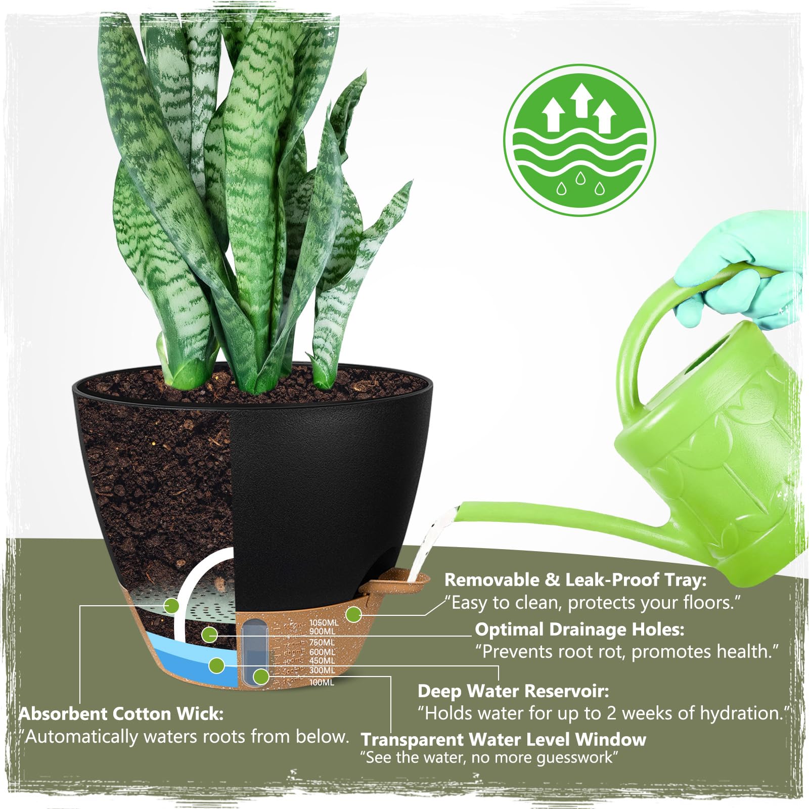 Goproauto planter with cotton wick irrigation system