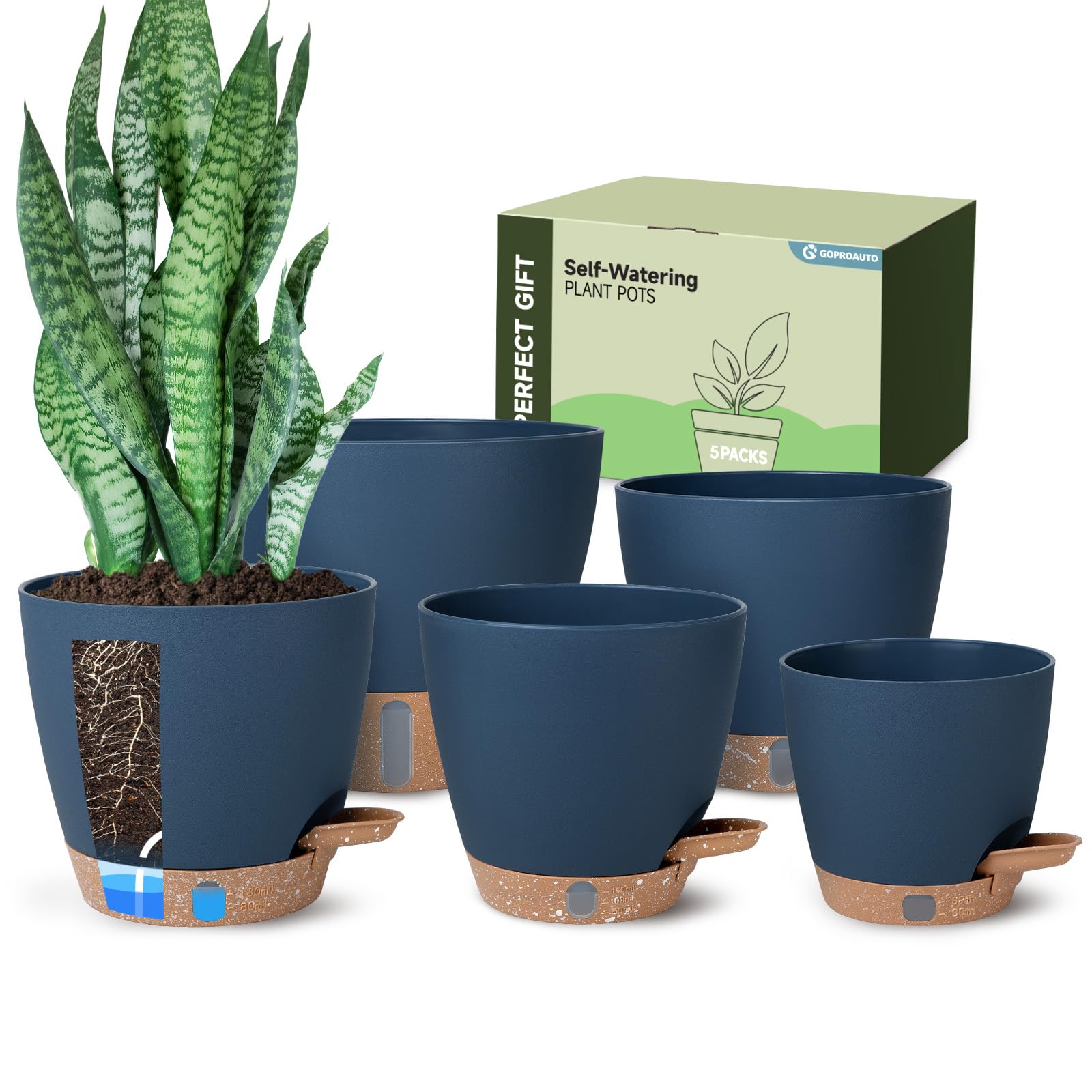 Goproauto Self-Watering Pot Set with visible water window