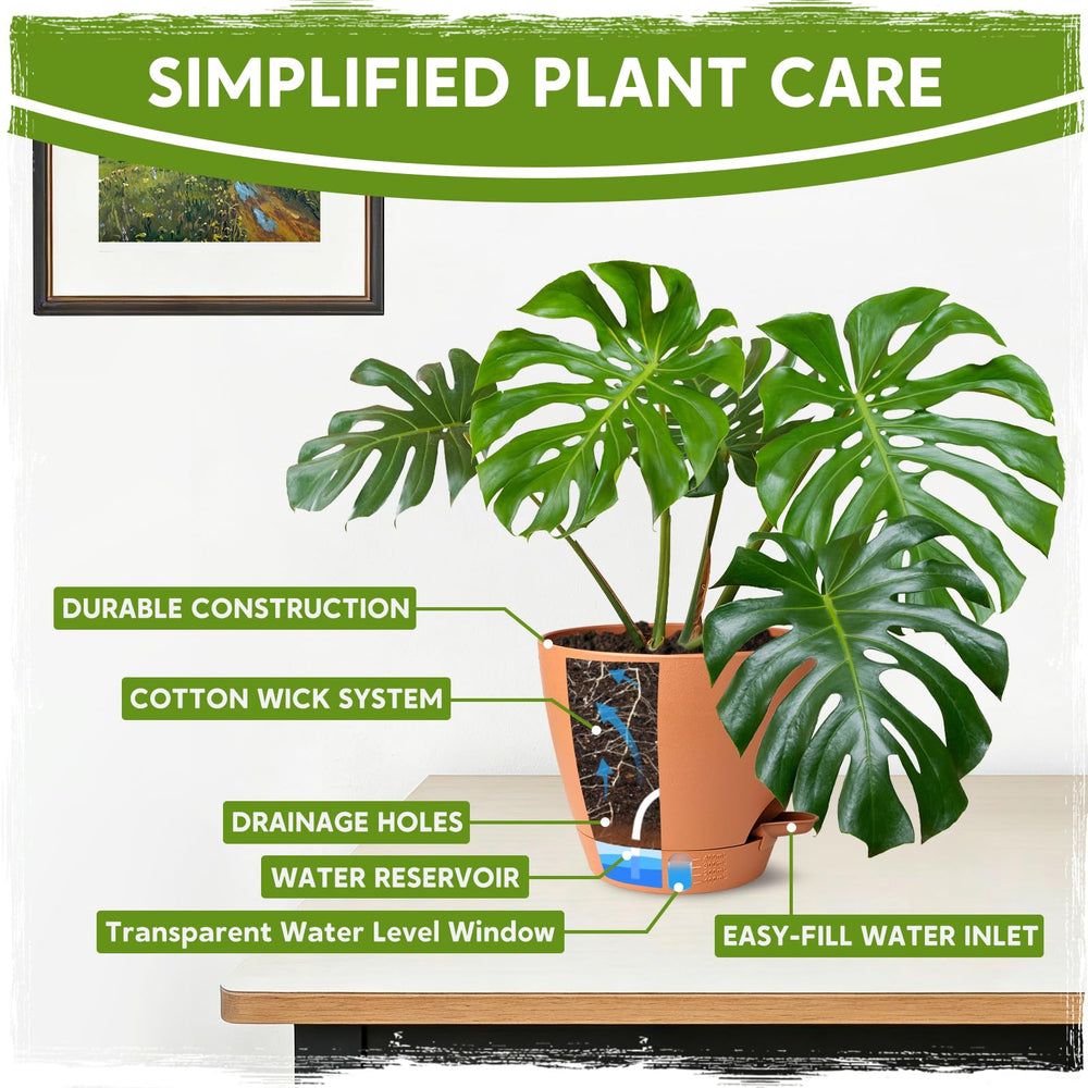 Goproauto Self Watering Pots 6.5 inch with premium cotton wick system