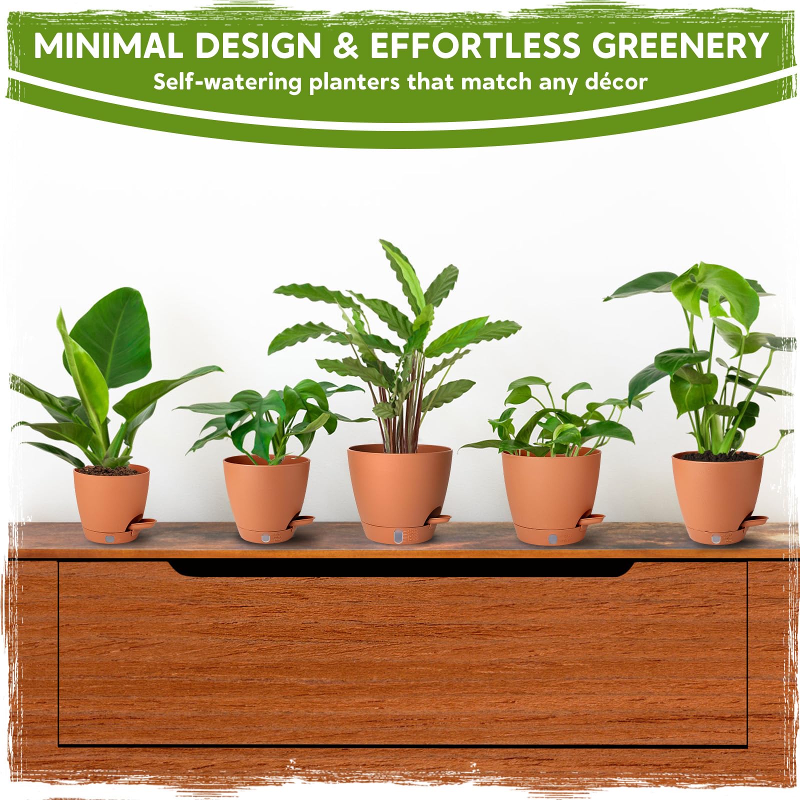 Goproauto Self Watering Pots 8 inch designed for indoor plants