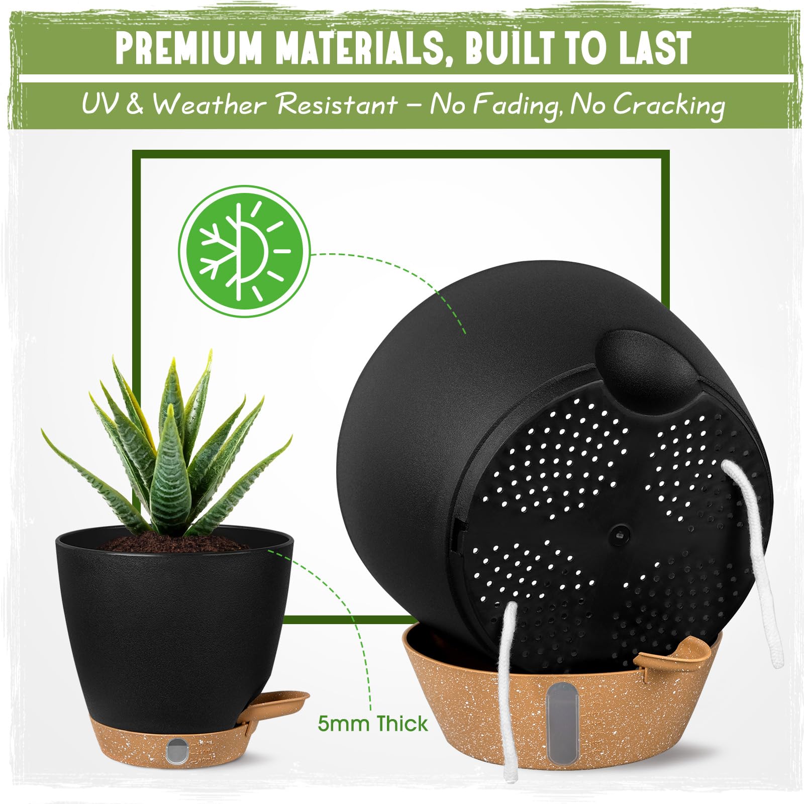 Goproauto self-watering pots displayed on a patio