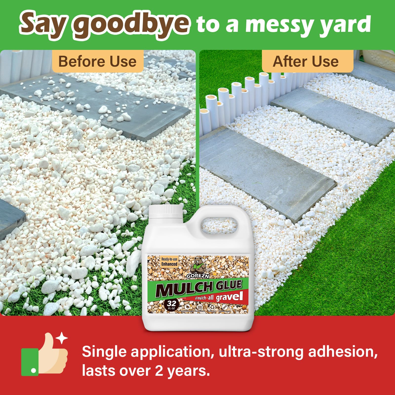 GoRezn Mulch Glue 32oz bottle side view