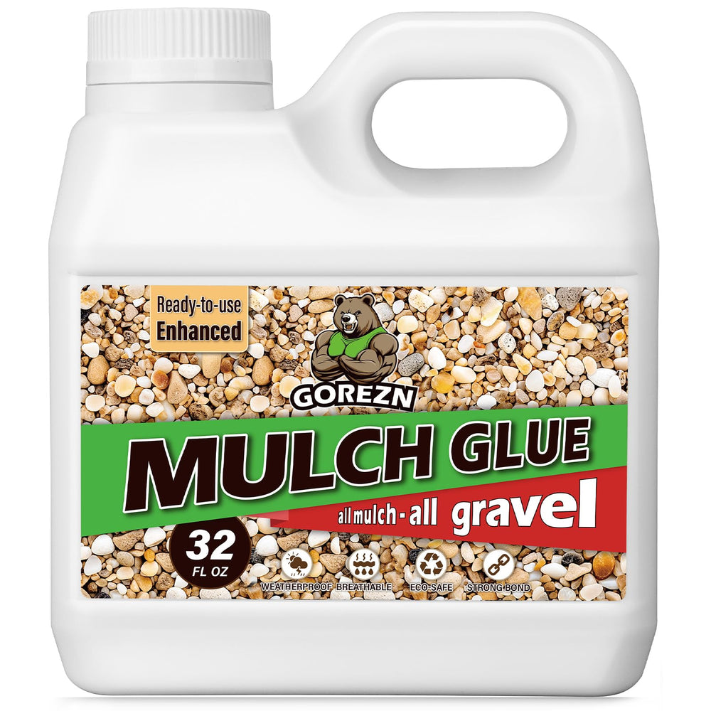 GoRezn Mulch Glue 32oz transparent resin bottle front view