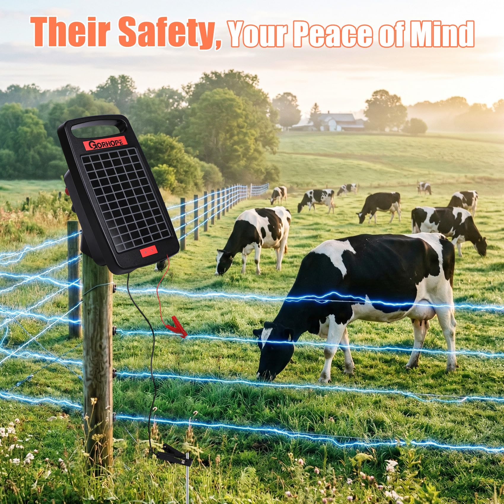 Gorhope Solar Electric Fence Charger demonstrating portability