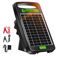 Gorhope Solar Electric Fence Charger front view with solar panel