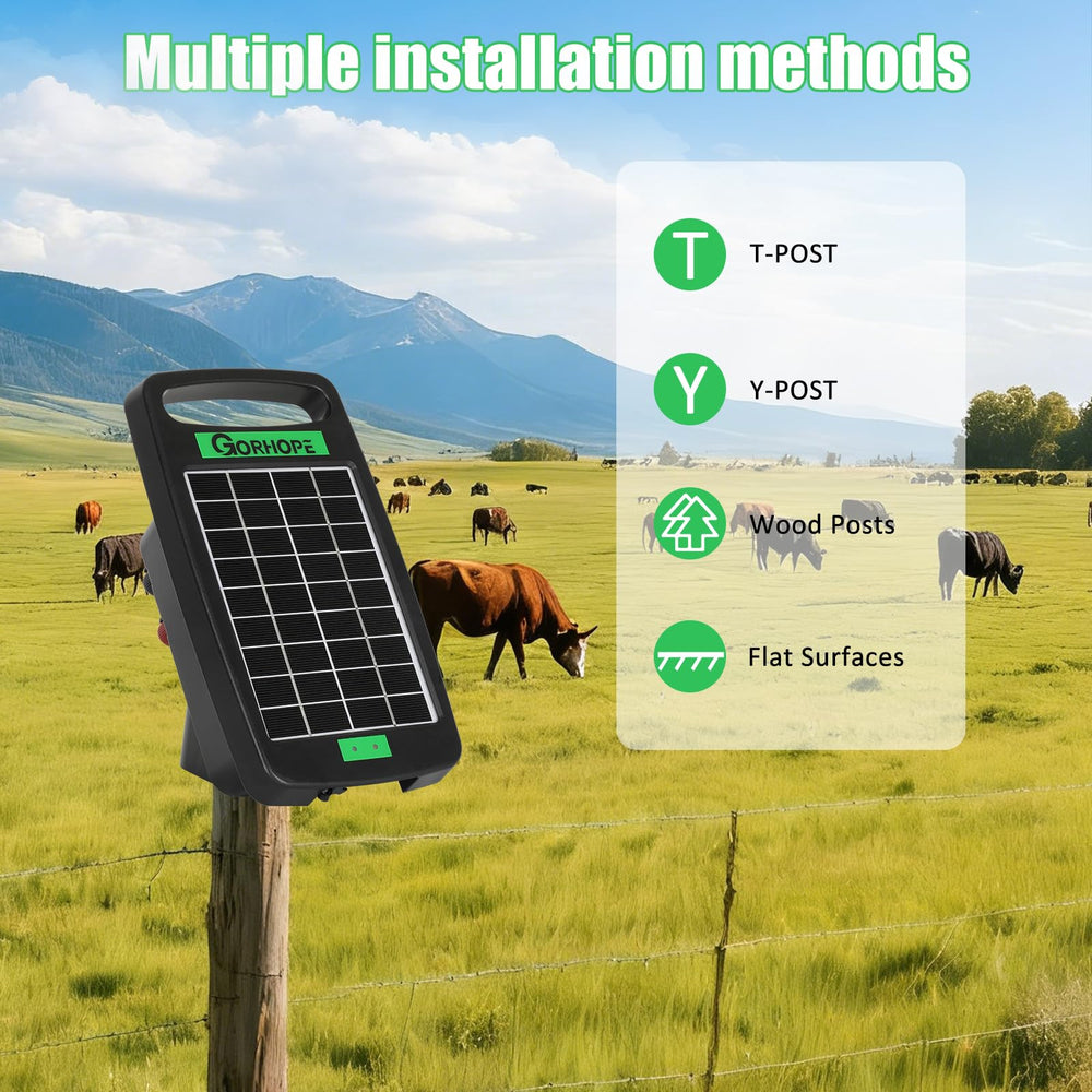 Gorhope Solar Electric Fence Charger in a grazing area