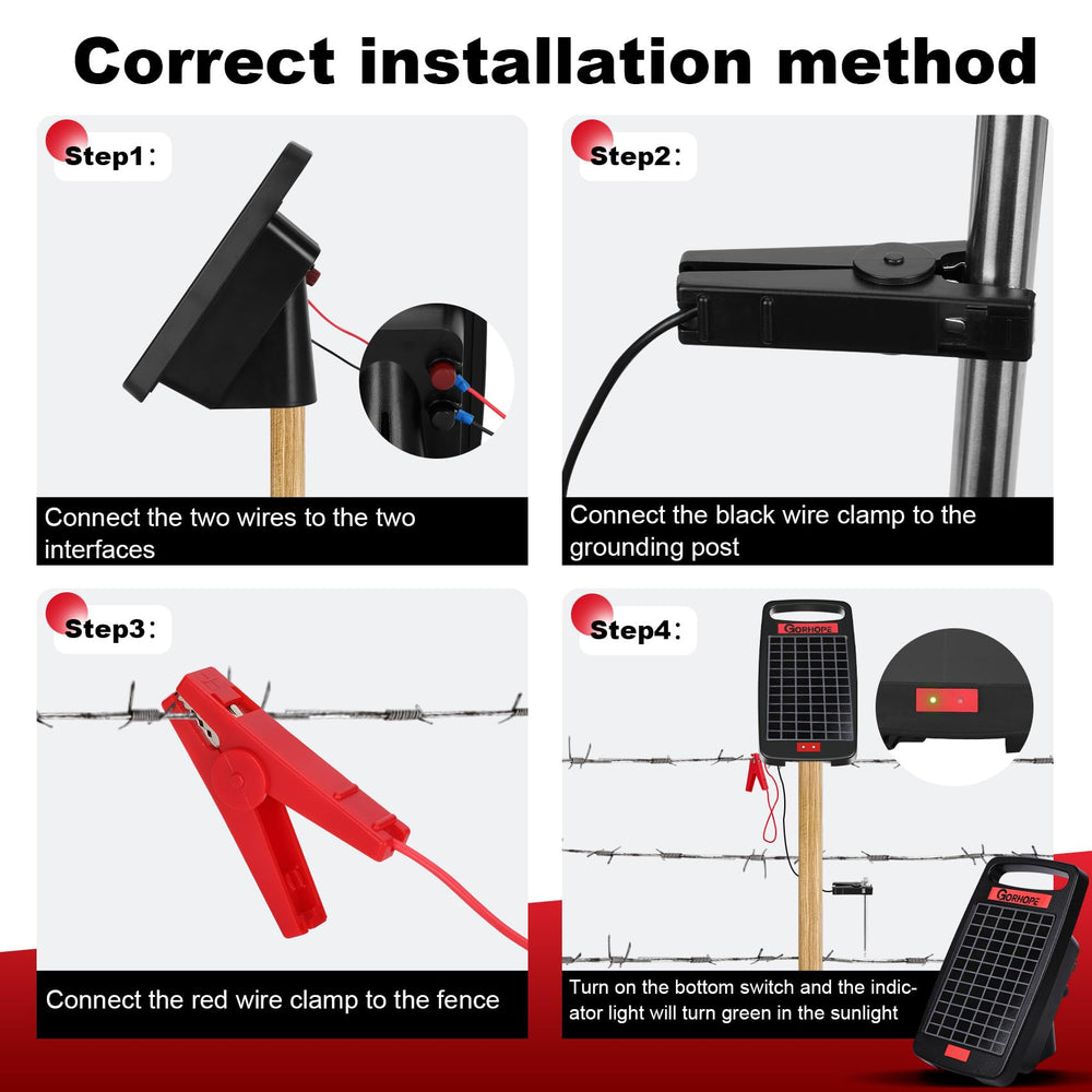 Gorhope Solar Electric Fence Charger package and contents