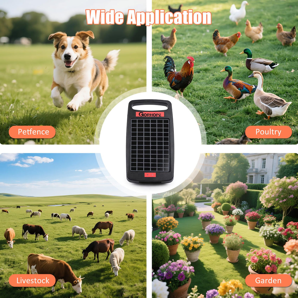 Gorhope Solar Electric Fence Charger with short-circuit alarm indicator