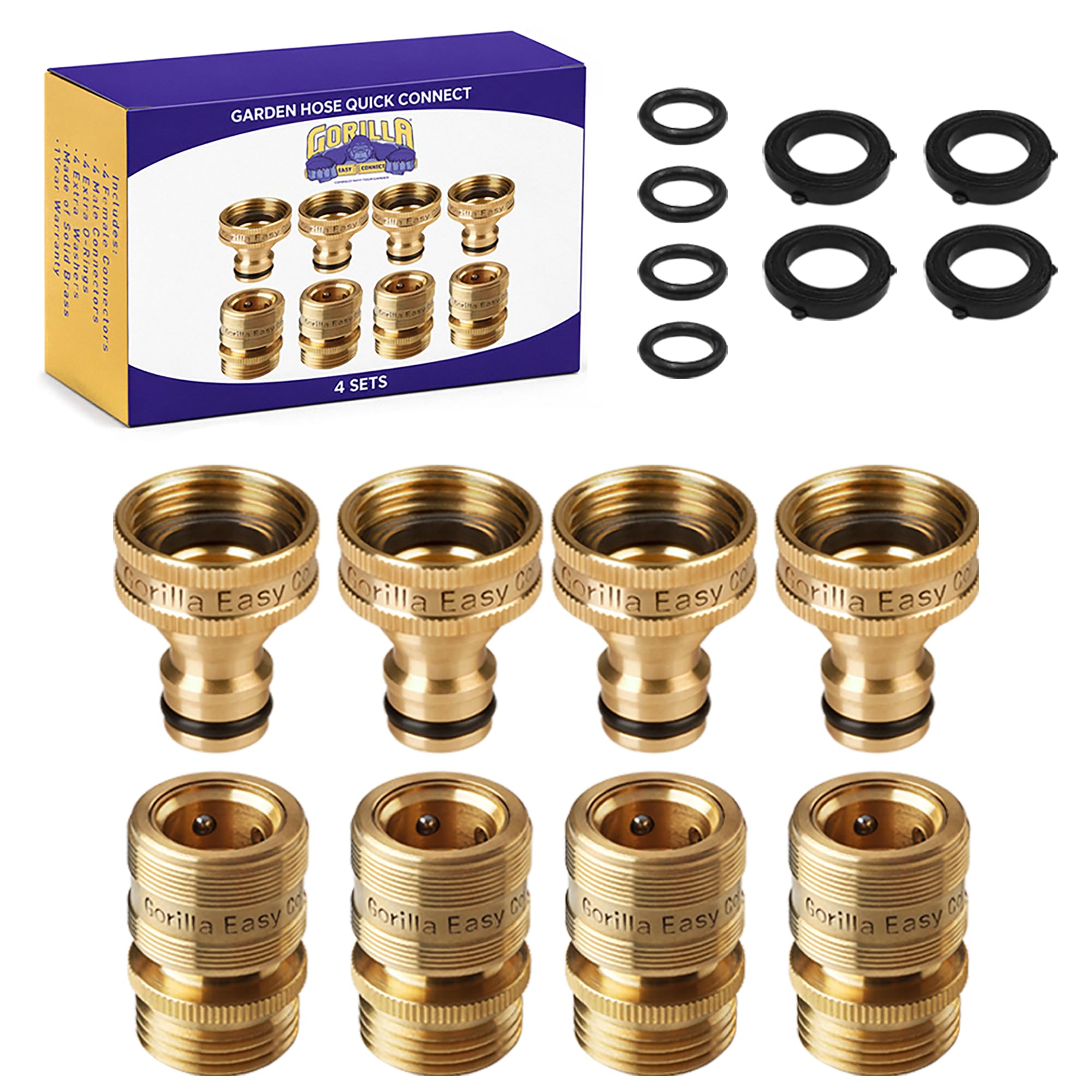 GORILLA EASY CONNECT brass garden hose quick connect fitting front view