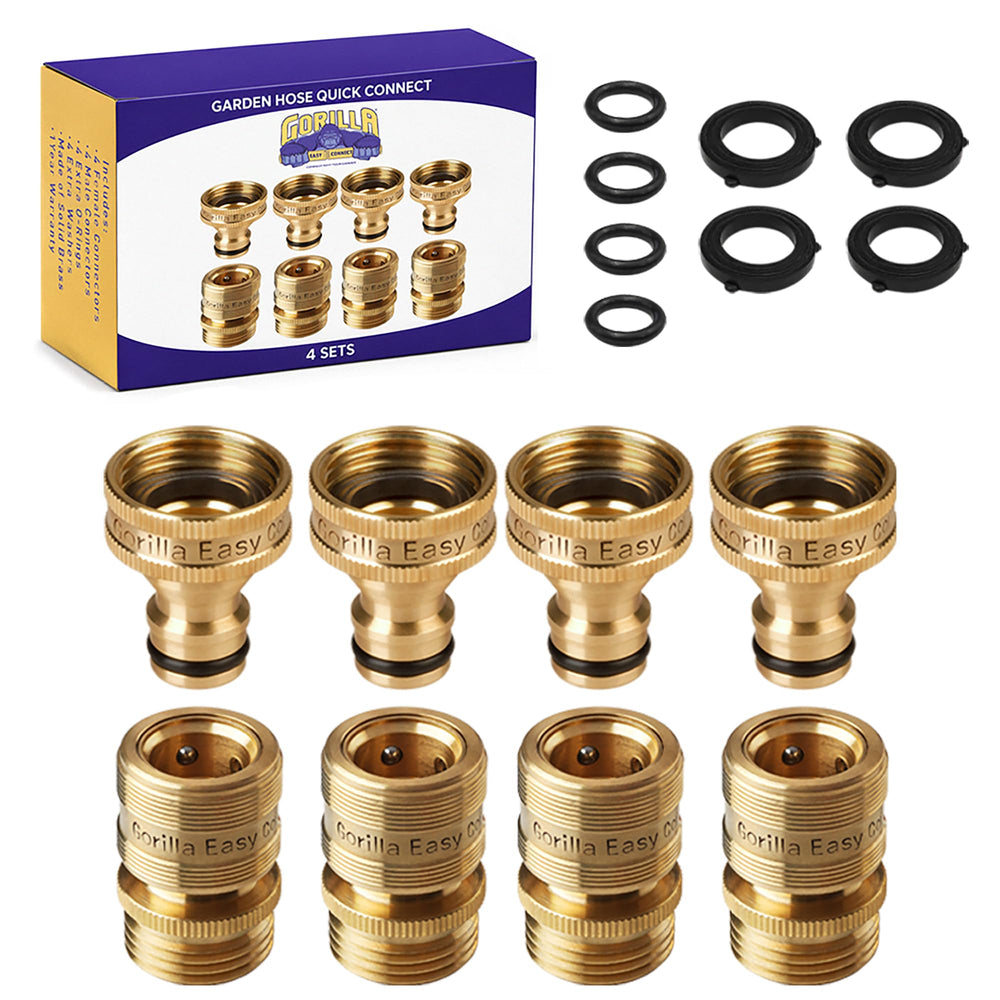 GORILLA EASY CONNECT brass garden hose quick connect fitting front view