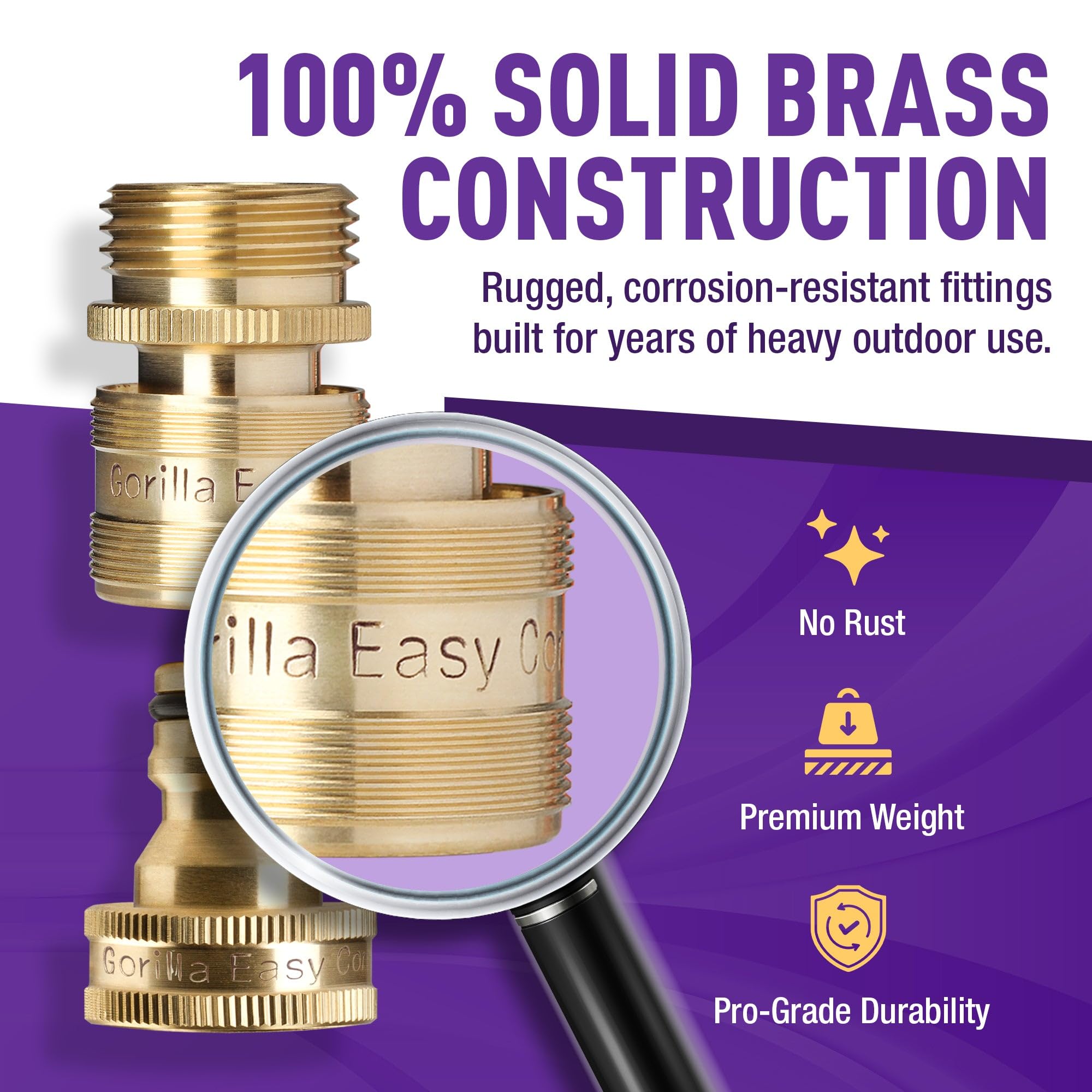 GORILLA EASY CONNECT fitting being used with a garden hose