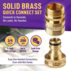 GORILLA EASY CONNECT fittings package showing four brass connectors