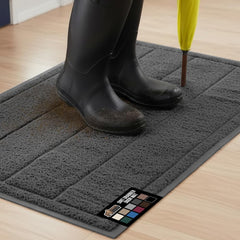 GORILLA GRIP Dirt Grabber Door Mat front view, dark gray