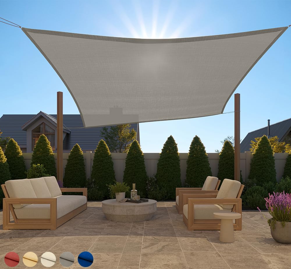 GORILLA GRIP Heavy Duty Sun Shade Sail 10x10 FT in gray, front view