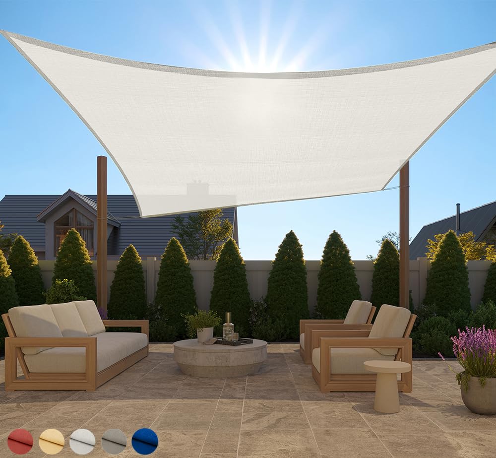 GORILLA GRIP Heavy Duty Sun Shade Sail 10x13 FT in Ivory