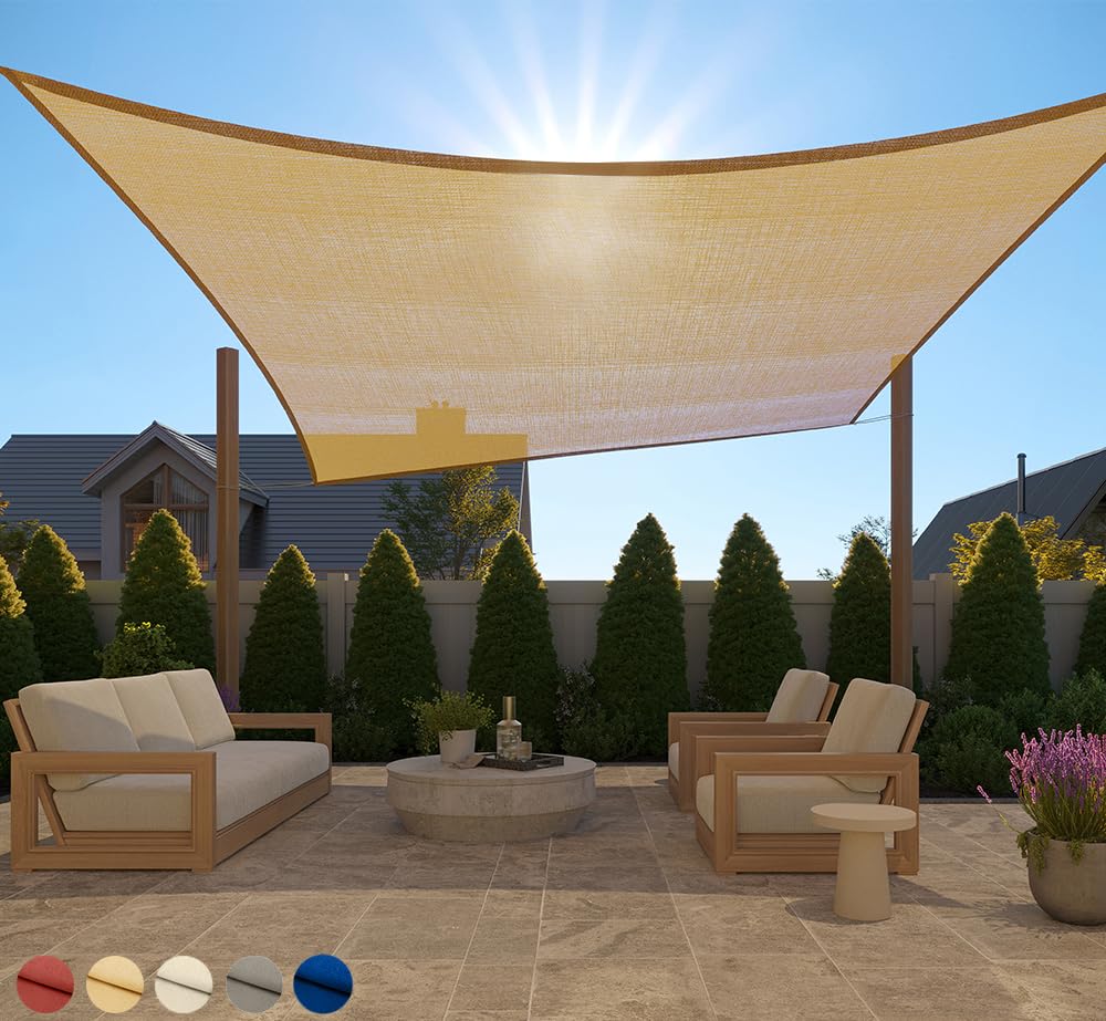 GORILLA GRIP Heavy Duty Sun Shade Sail 10x13 FT in Sand colour
