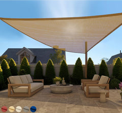 GORILLA GRIP Heavy Duty Sun Shade Sail 12x12 FT in Sand front view