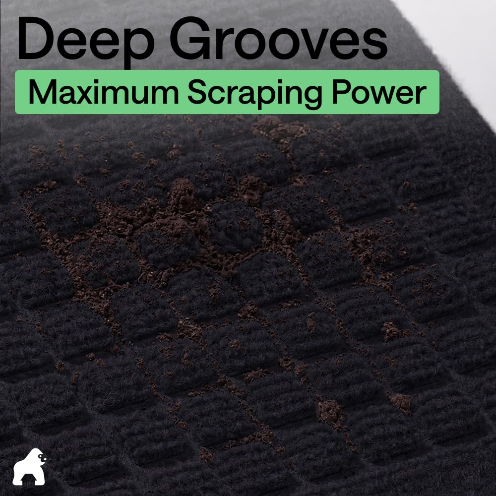 GORILLA GRIP HydroABSORB Door Mat 29x17 Black close-up of grooves