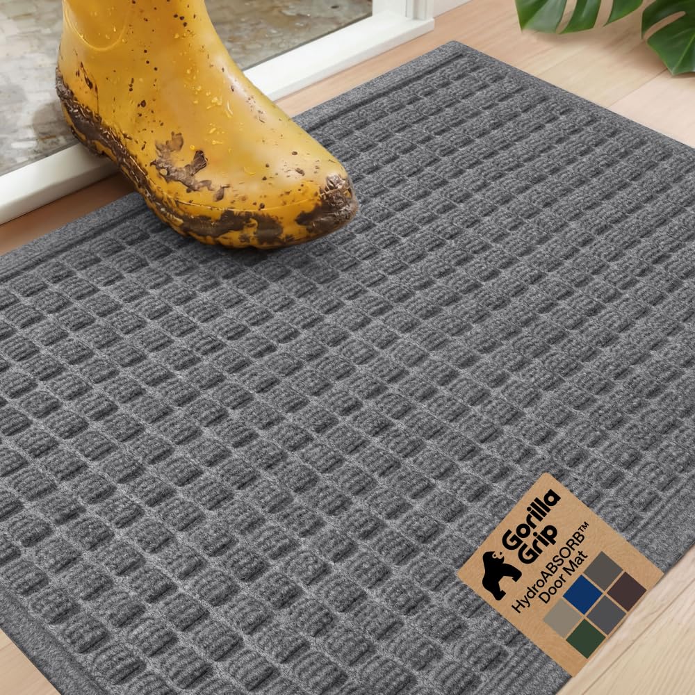 GORILLA GRIP HydroAbsorb Door Mat 29x17 grey front view