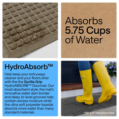 GORILLA GRIP HydroABSORB Door Mat 35x23 beige deep grooves detail
