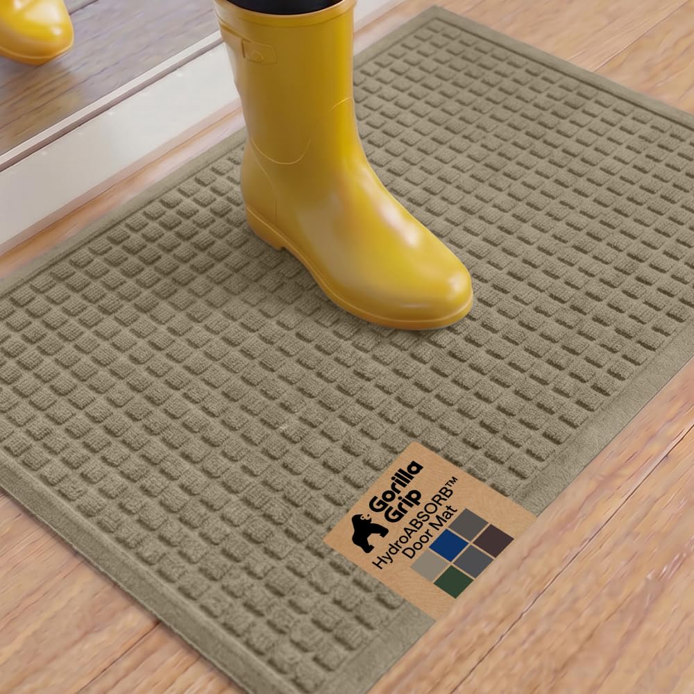 GORILLA GRIP HydroABSORB Door Mat 35x23 beige front view