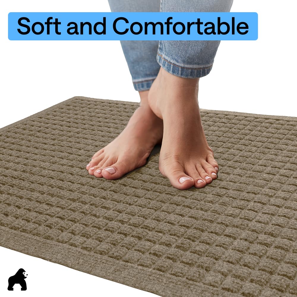 GORILLA GRIP HydroABSORB Door Mat 35x23 beige side view