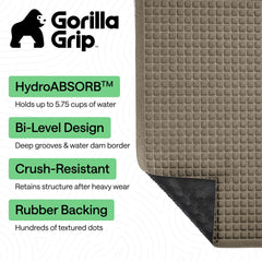 GORILLA GRIP HydroABSORB Door Mat 35x23 beige textured rubber backing
