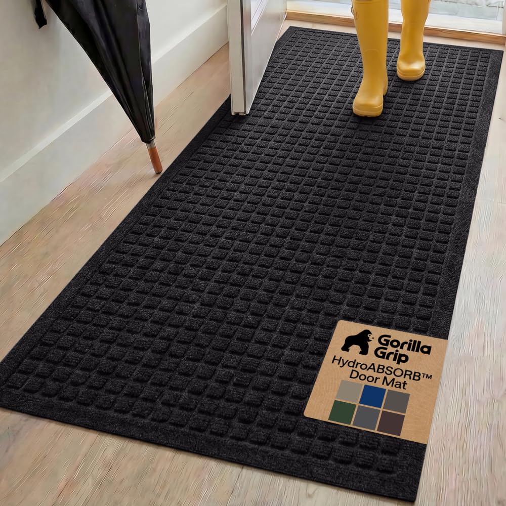 GORILLA GRIP HydroABSORB Door Mat 72x24 black front view