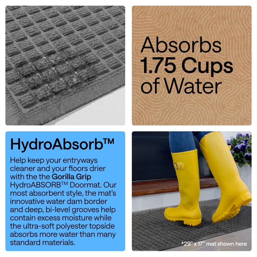 GORILLA GRIP HydroAbsorb Door Mat capturing moisture