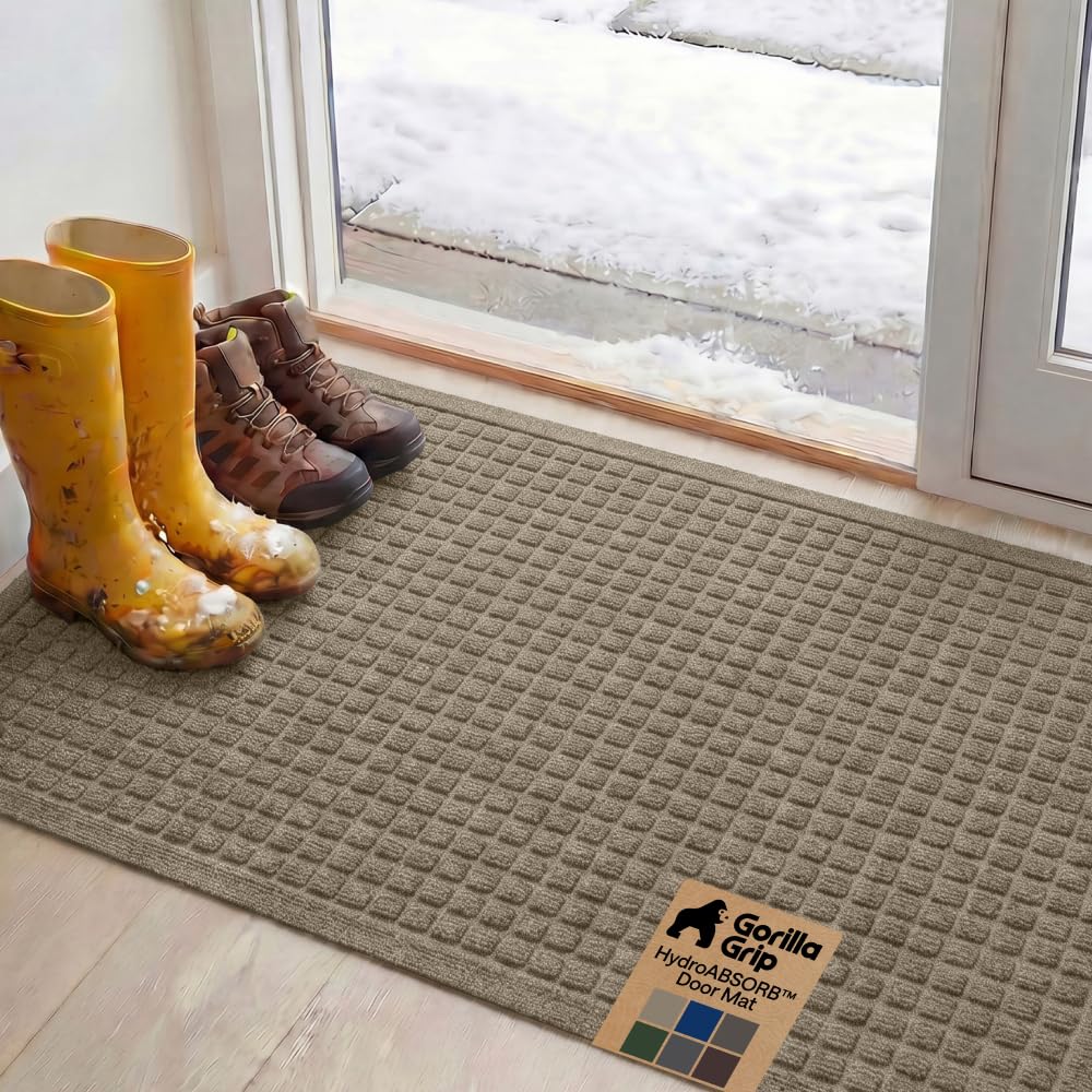 GORILLA GRIP HydroABSORB Door Mat front view in Beige