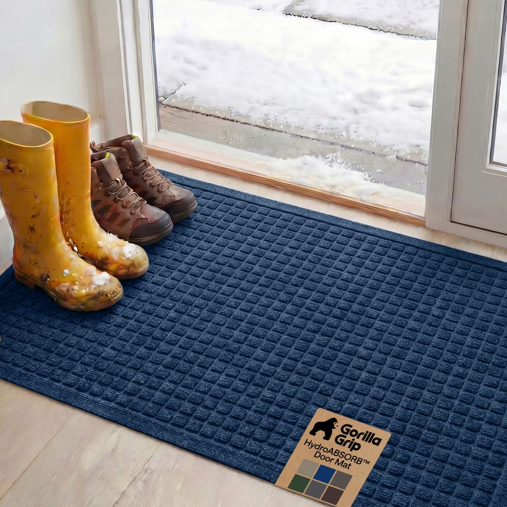 GORILLA GRIP HydroABSORB Door Mat front view in blue