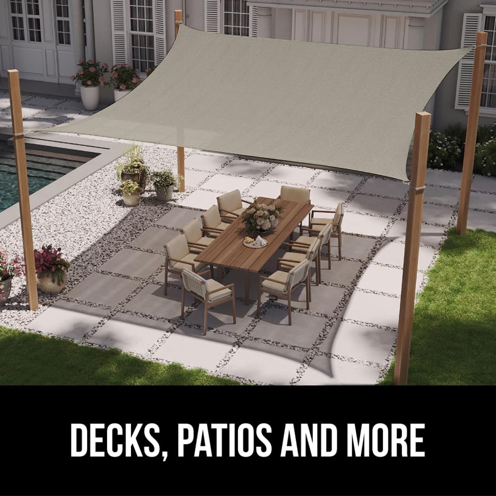 Gorilla Grip Shade Sail displayed in outdoor garden setting