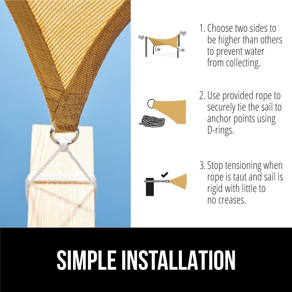 GORILLA GRIP shade sail in use over a garden area