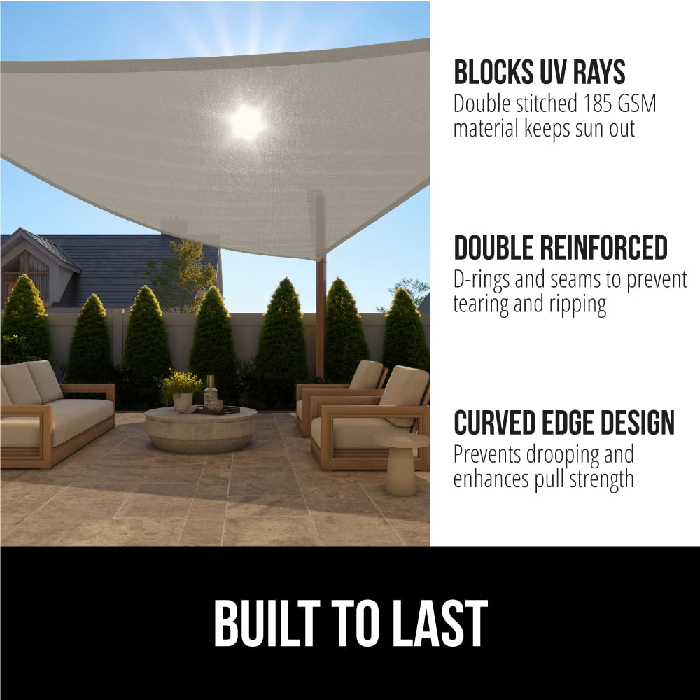 GORILLA GRIP Shade Sail showing rust-resistant stainless steel D rings