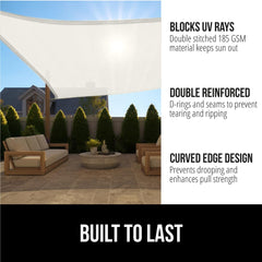 GORILLA GRIP Shade Sail showing rust-resistant stainless steel D rings