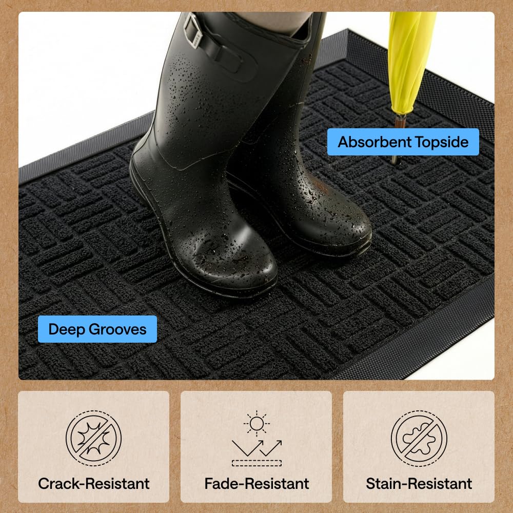 GORILLA GRIP WeatherMAX Door Mat capturing dirt and moisture