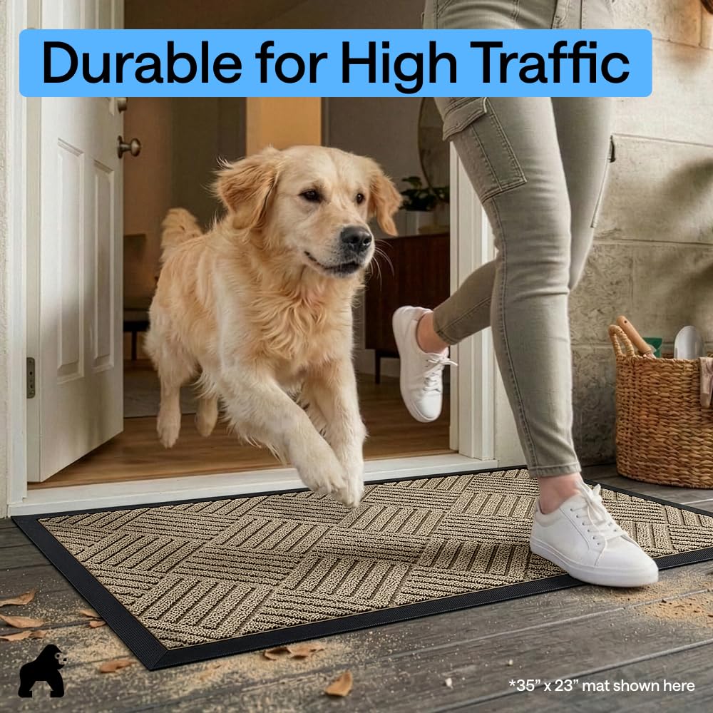 GORILLA GRIP WeatherMAX Door Mat capturing dirt and moisture