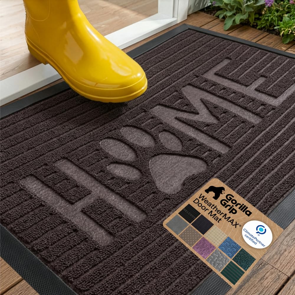 GORILLA GRIP WeatherMAX Door Mat dark brown front view