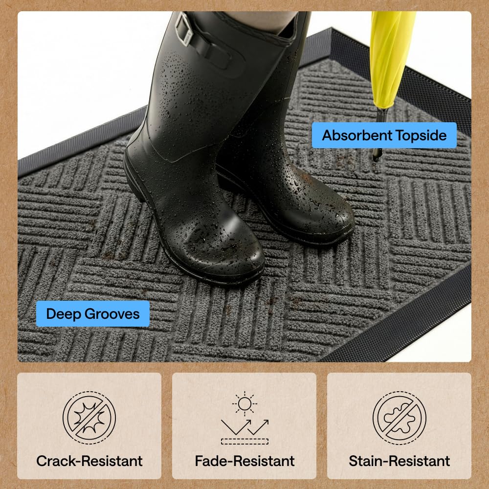 GORILLA GRIP WeatherMAX Door Mat displaying moisture capture