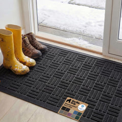 GORILLA GRIP WeatherMAX Door Mat front view, Black Maze design