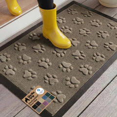 GORILLA GRIP WeatherMAX Door Mat front view with beige pawprints