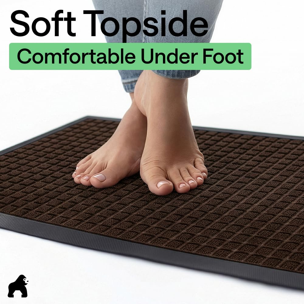 GORILLA GRIP WeatherMAX Door Mat in a high traffic area
