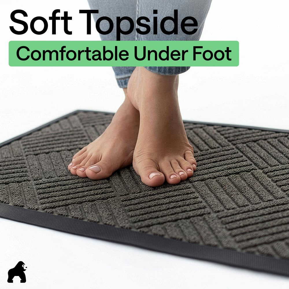 GORILLA GRIP WeatherMAX Door Mat in use at an entryway